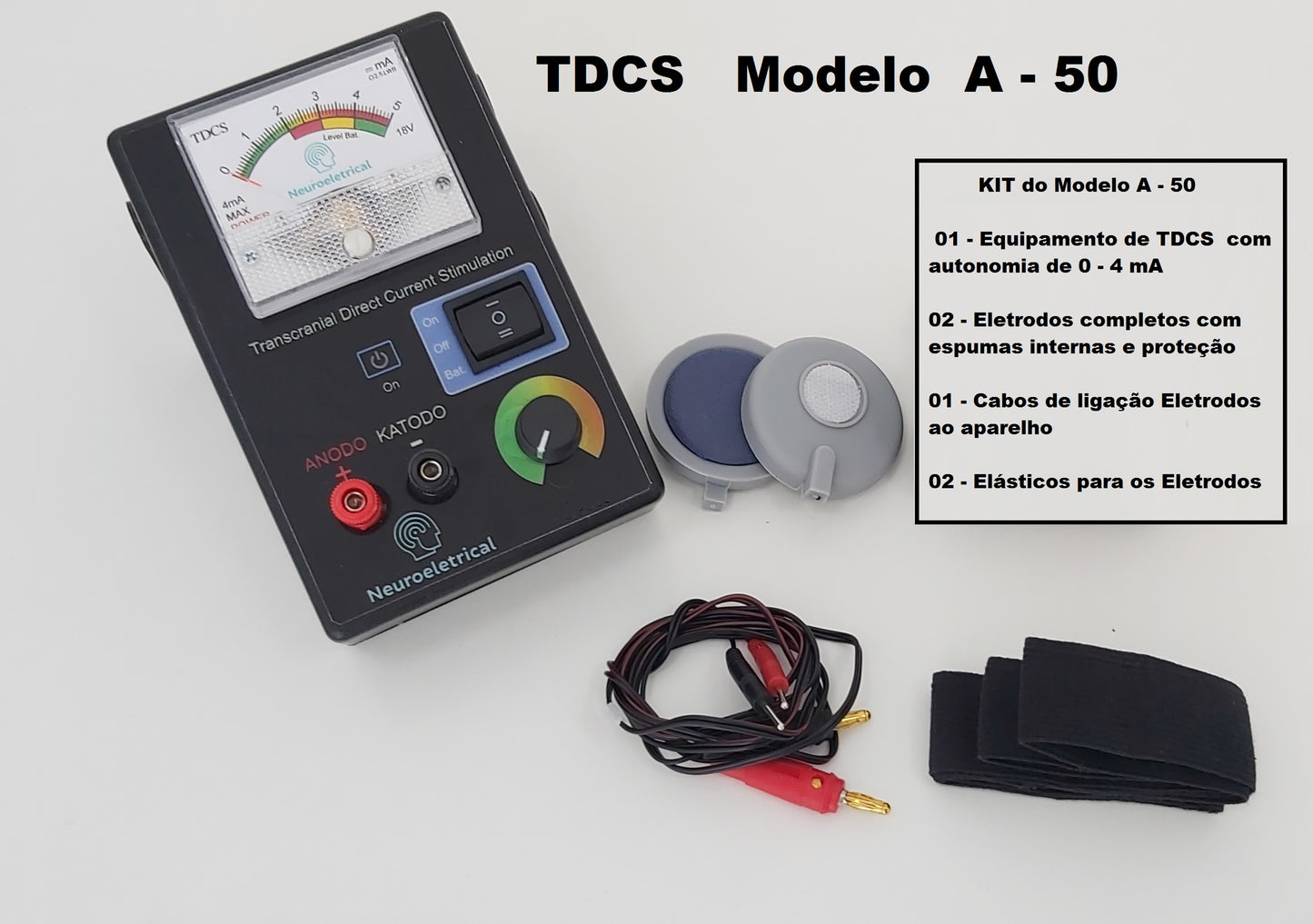 TDCS A-50 - Estimulador Transcraniano por Corrente Contínua (ETCC) 4mA