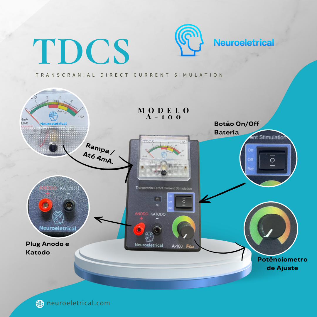 TDCS A- 100 Plus - Estimulador Transcraniano por Corrente Contínua (ETCC) 4mA